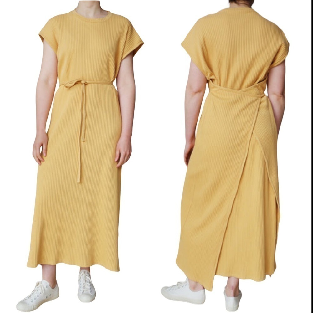 Baserange | Nwt Yellow Shaw Kaftan Sleeveless 100% Cotton Dress - Size Large